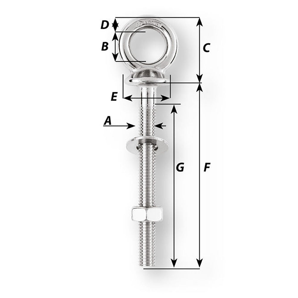 Wichard Eye Bolt  M12 x 175mm  Length 120mm 6497W