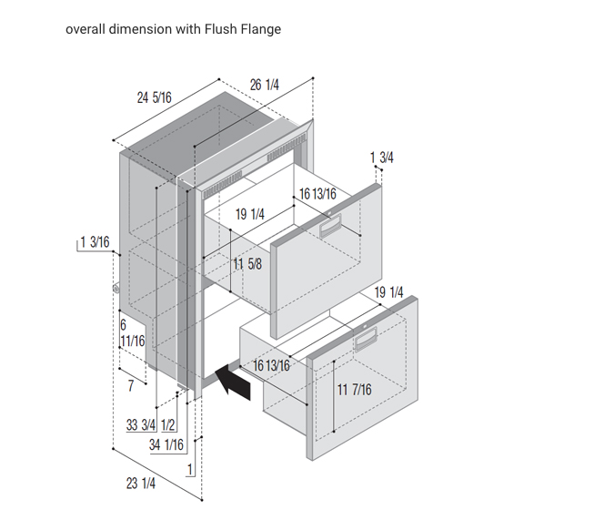 DW180IXD1-EX-1 5.1 cu.ft. Stainless Steel Drawer Refrigerators-Freezers DW Series