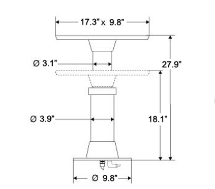 40160 Single Stage Table Pedestal 4" Tube
