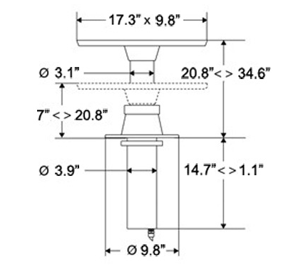 40152/57 Single Stage Table Pedestal 4" Tube