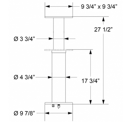 40164/40188 Single Stage Table Pedestal 5" Tube