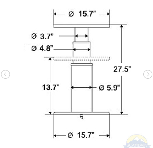40173/4 Two Stage Heavy-Duty Table Pedestal 6" Tube