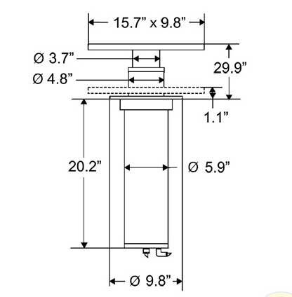 40169 Two Stage Flush Table Pedestal 6" Tube