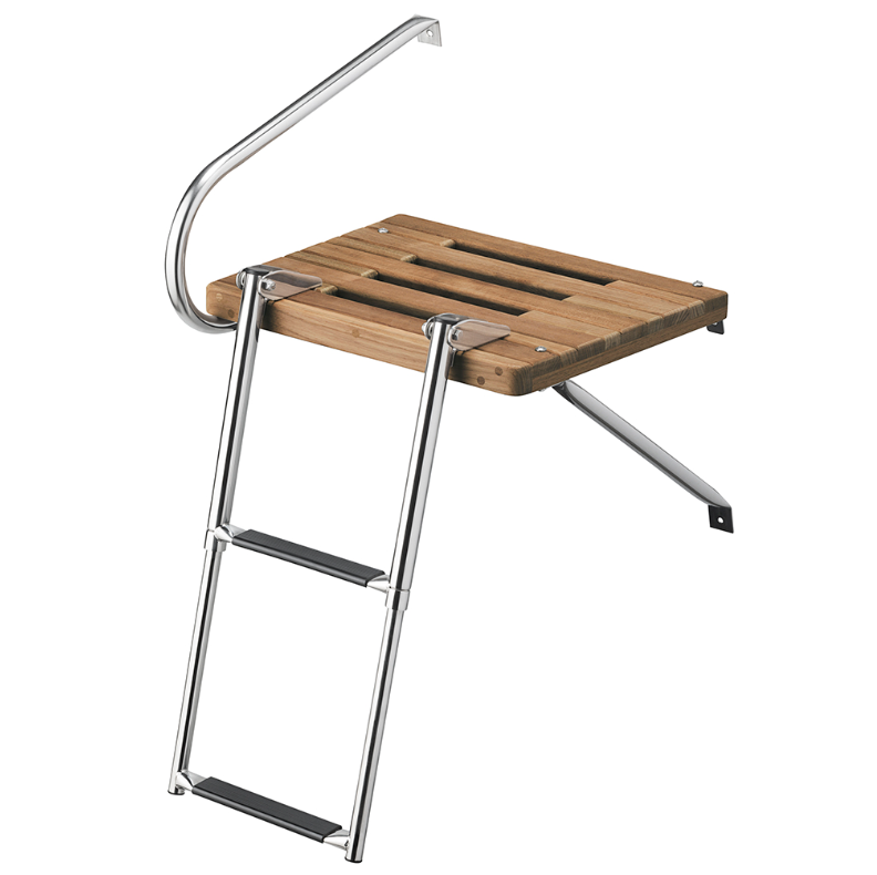 WHITECAP TEAK SWIM PLATFORM WITH 2 STEP TELESCOPING LADDER