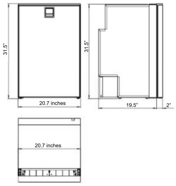 Isotherm Freeline 115 Marine Refrigerator Dimensions